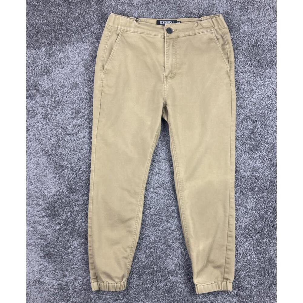 Ezekiel Jogger Pants Mens 32 Khaki Stretch Chino Tapered Elastic Gathered Ankle